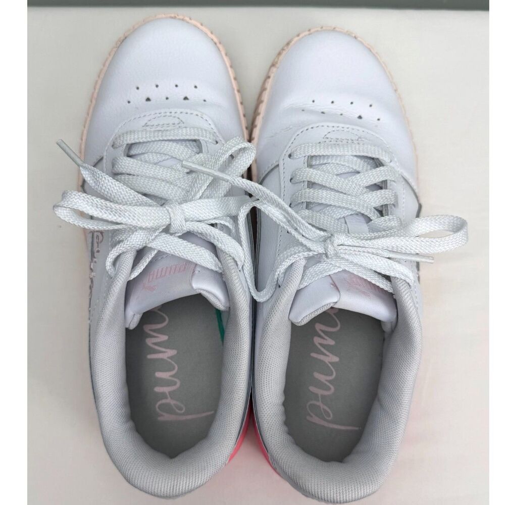 Puma Carina 2.0 Women’s 7 White Pink Platform Sneakers Casual Shoes - Picture 3 of 6